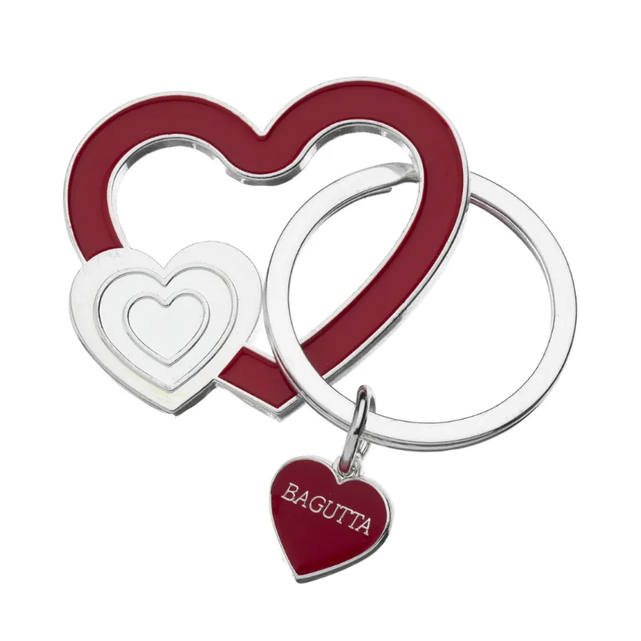 Bagutta portachiavi silver plated cuore rosso e cuore 2178 01 RO