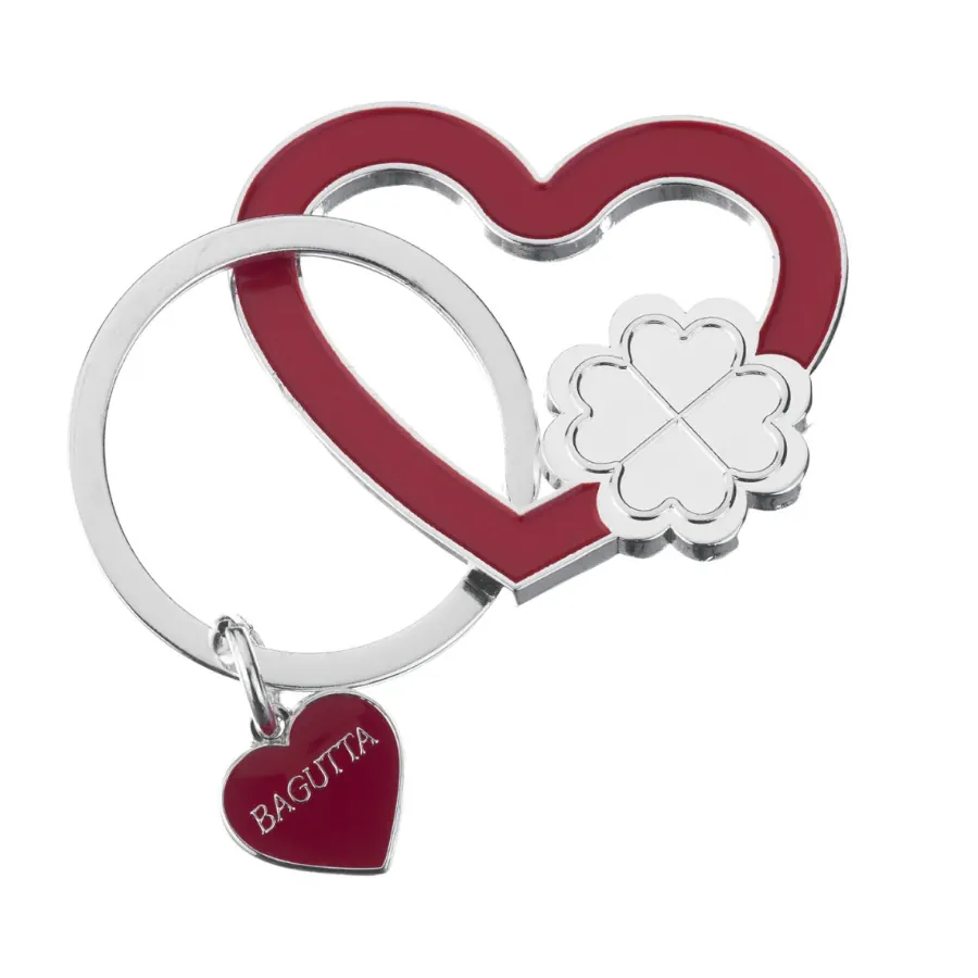 Bagutta portachiavi silver plated cuore rosso e quadrifoglio 2178 03 RO