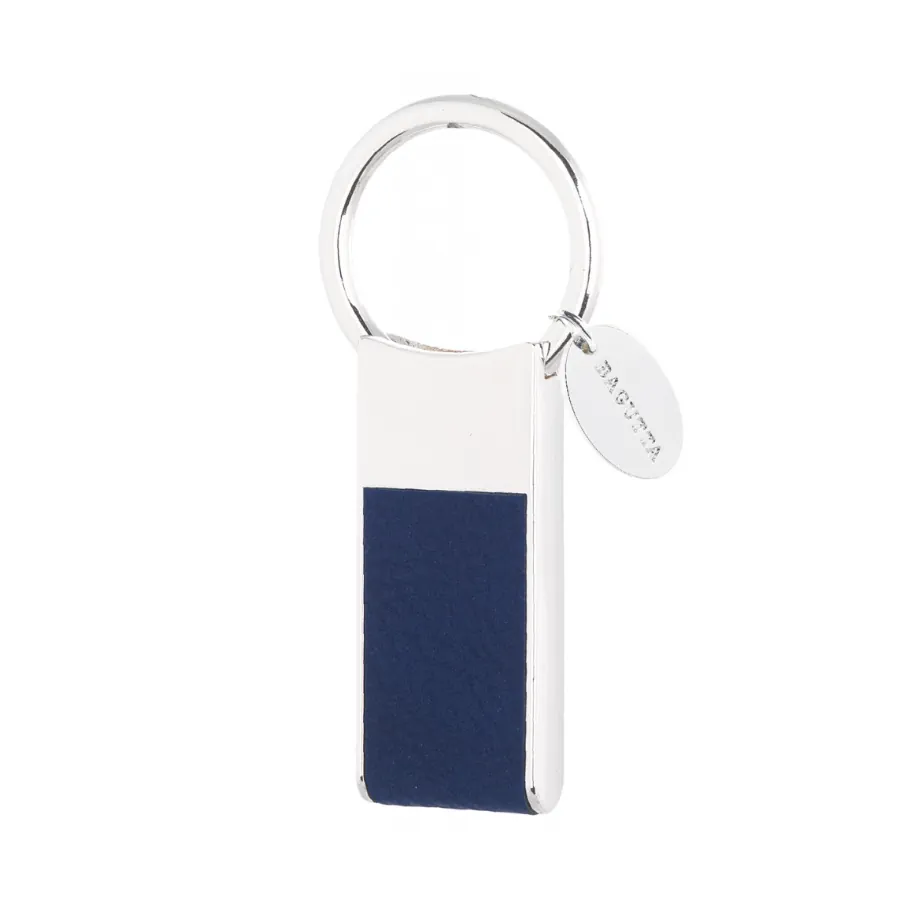 Bagutta portachiavi silver plated e pelle con anello estraibile blu 2042 01 BL