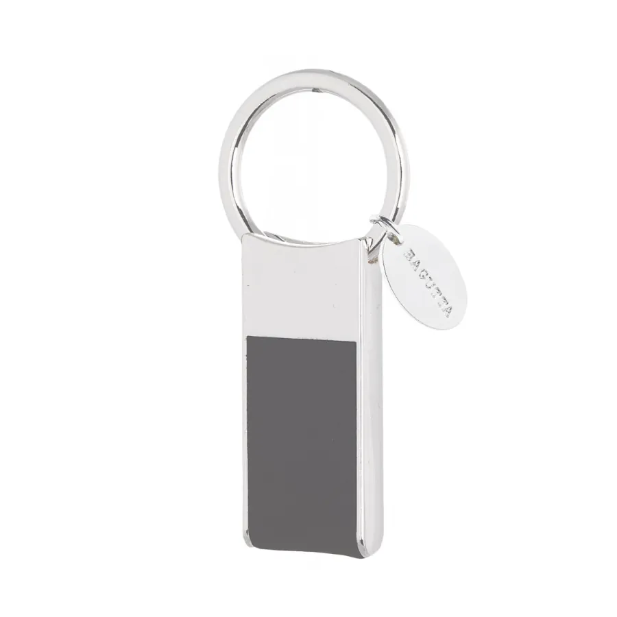 Bagutta portachiavi silver plated e pelle con anello estraibile grigio 2042 01 GR