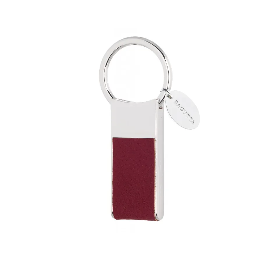 Bagutta portachiavi silver plated e pelle con anello estraibile rosso 2042 01 RO