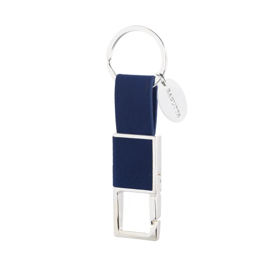 Bagutta portachiavi silver plated e pelle con moschettone blu 2042 02 BL