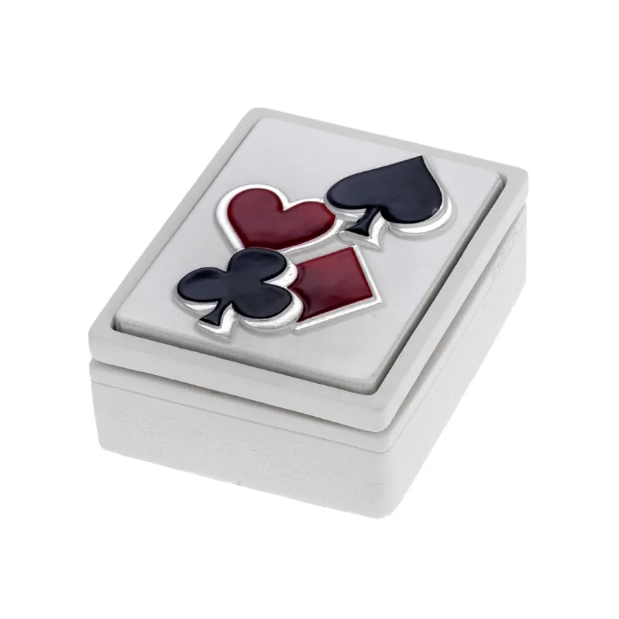 Bagutta scatola con mazzo singolo fondo bianco e argento 2238 04