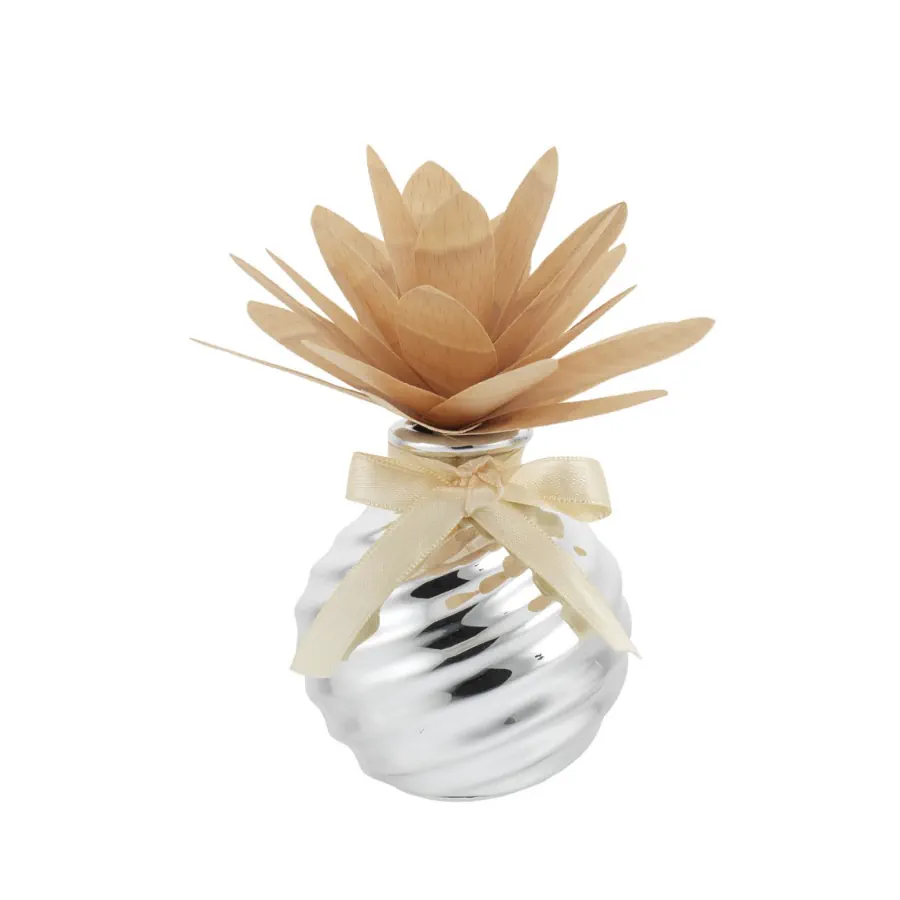 Bagutta sfera con diffusorie dalia stilizzata in legno tortora 2215 02 TO