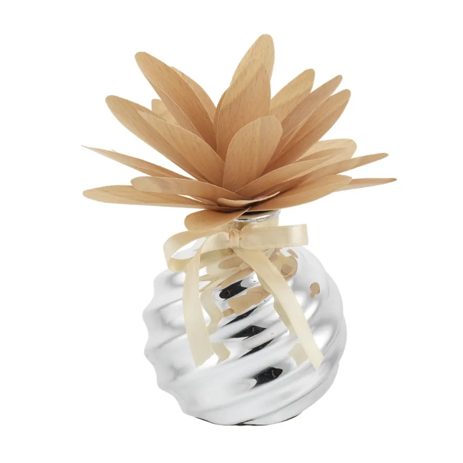 Bagutta sfera con diffusorie dalia stilizzata in legno tortora 2215 03 TO