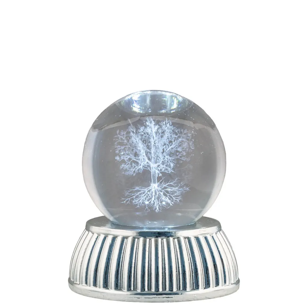 Bagutta sfera d. 6 in cristallo su base con led albero della vita 2286 05