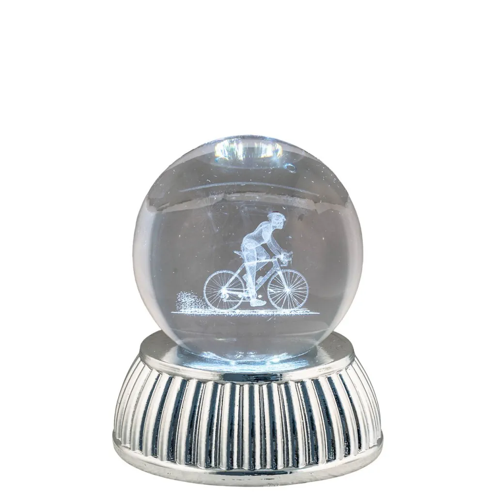 Bagutta sfera d. 6 in cristallo su base con led ciclista 2286 09