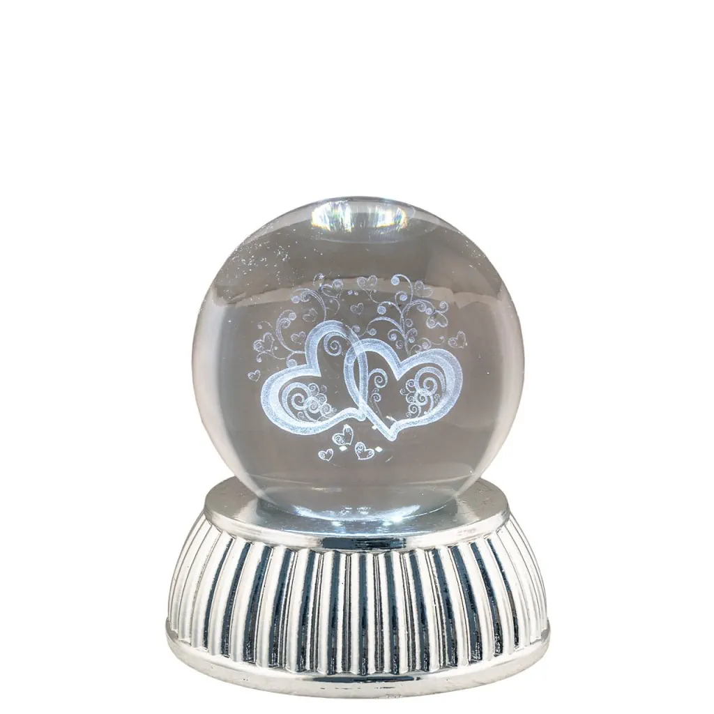 Bagutta sfera d. 6 in cristallo su base con led cuori stilizzati 2286 11