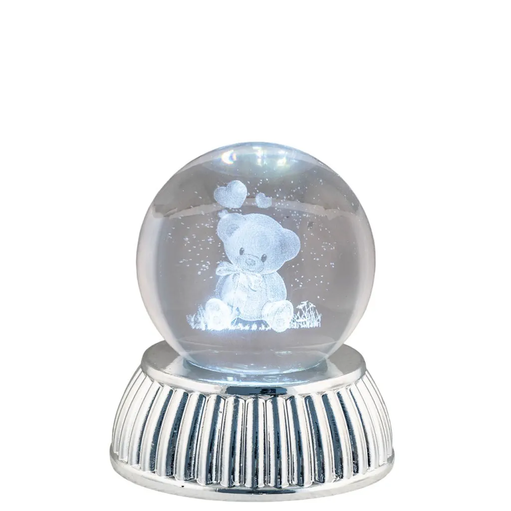 Bagutta sfera d. 6 in cristallo su base con led orsetto 2286 07