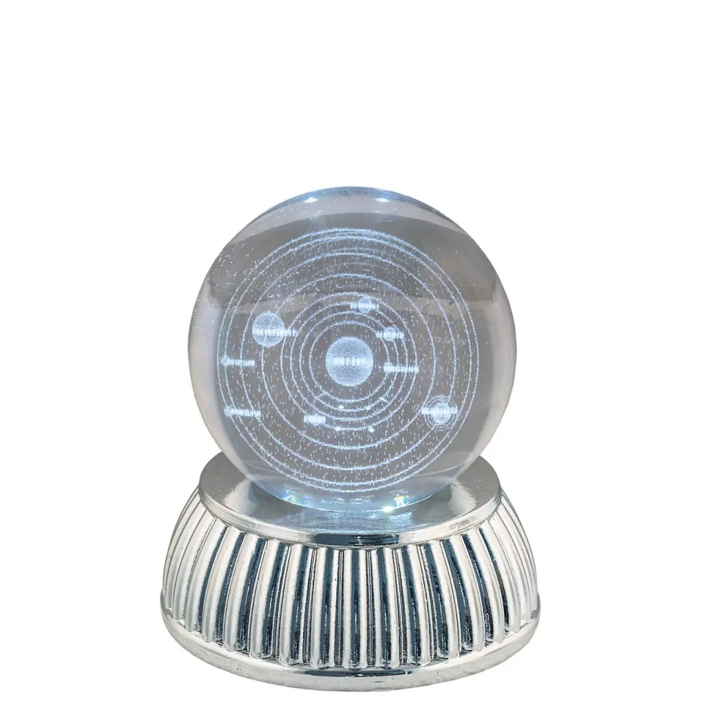Bagutta sfera diam. 6 in cristallo su base con led galassia 2286 02