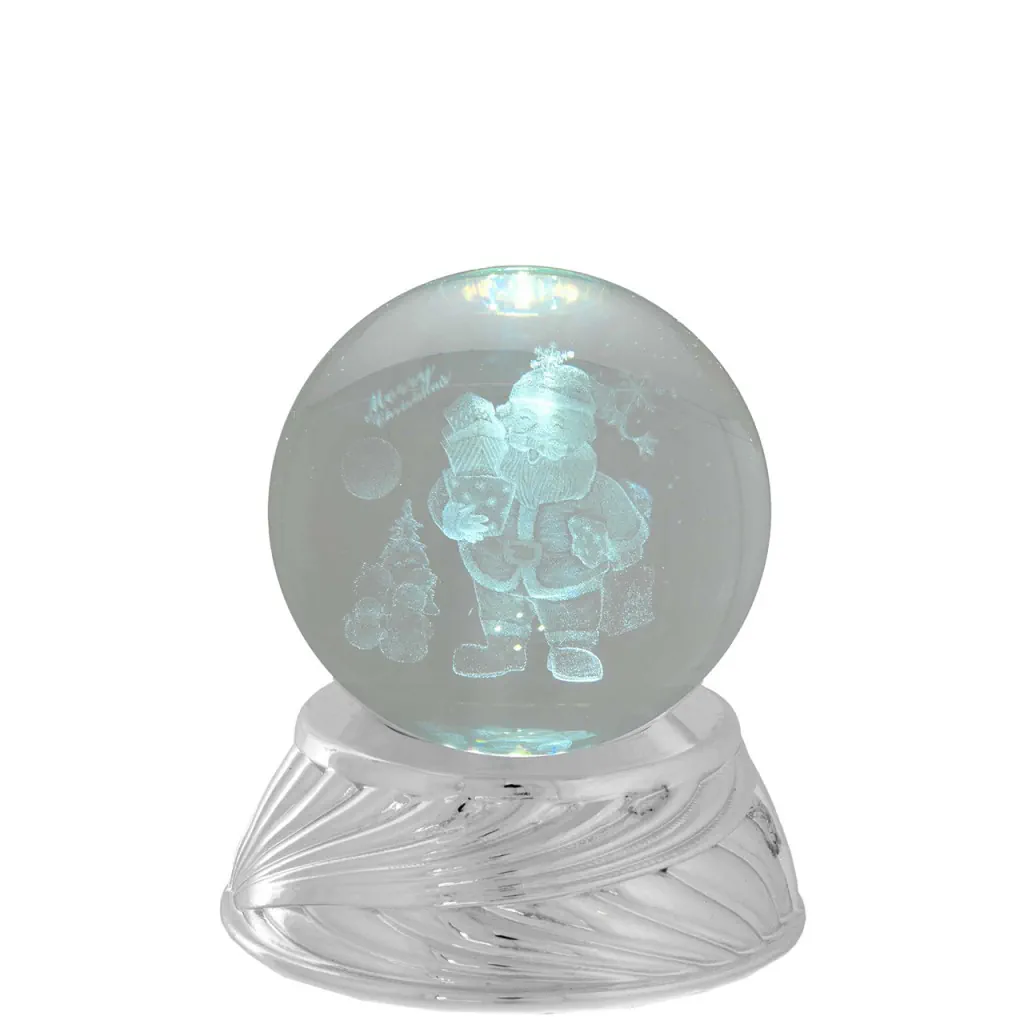 Bagutta sfera in cristallo d. 6 su base argento con led babbo natale N 8690 04