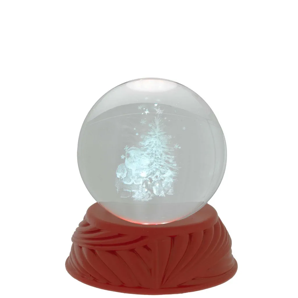 Bagutta sfera in cristallo d. 6 su base rossa con led albero N 8690 03