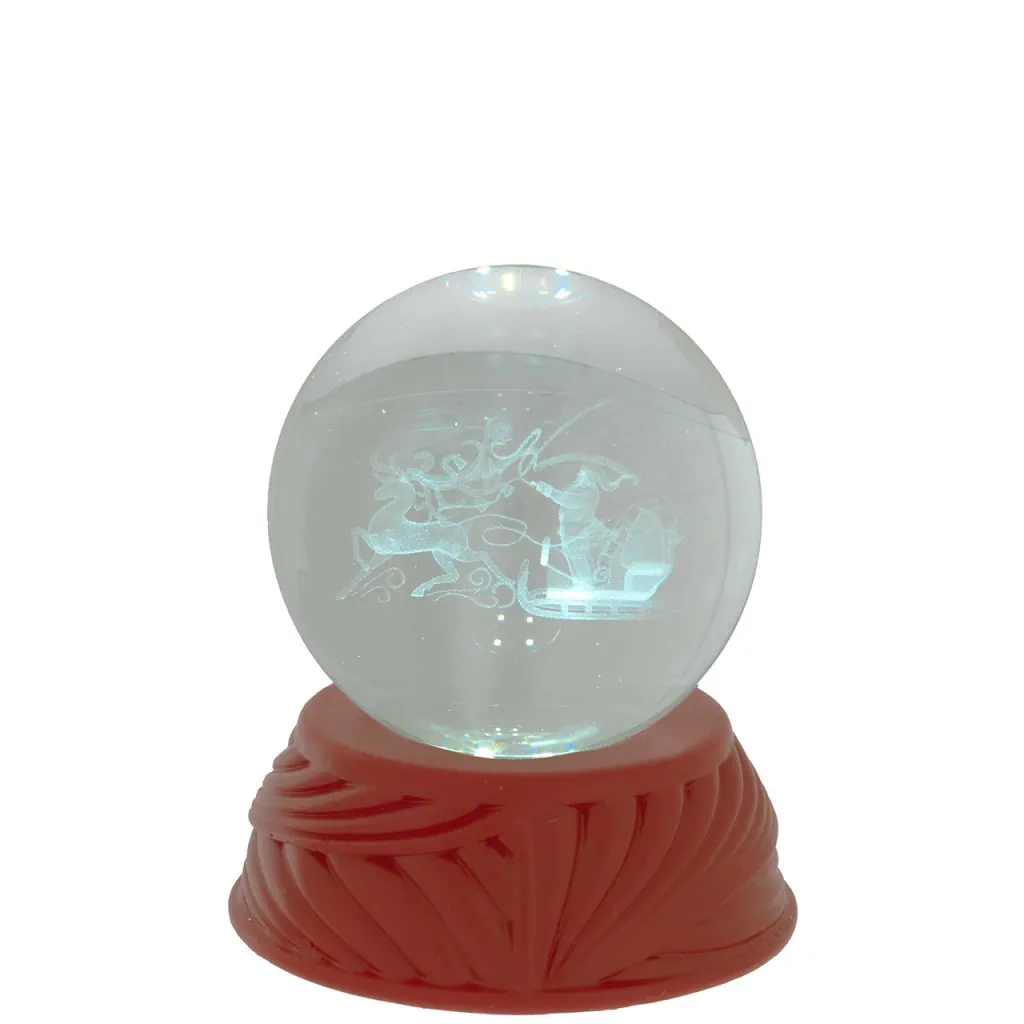 Bagutta sfera in cristallo d. 6 su base rossa con led slitta N 8690 02