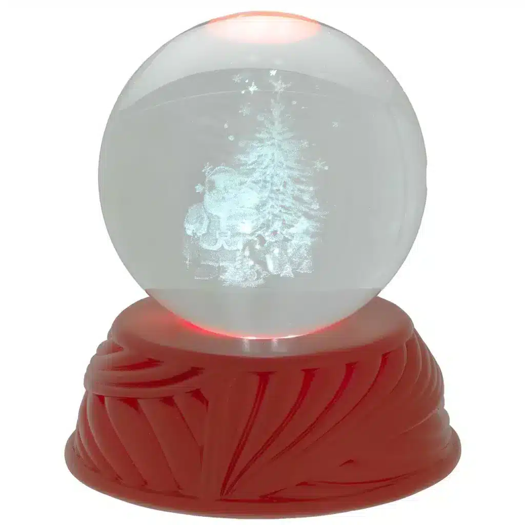 Bagutta sfera in cristallo d. 8 su base rossa con led albero N 8690 09