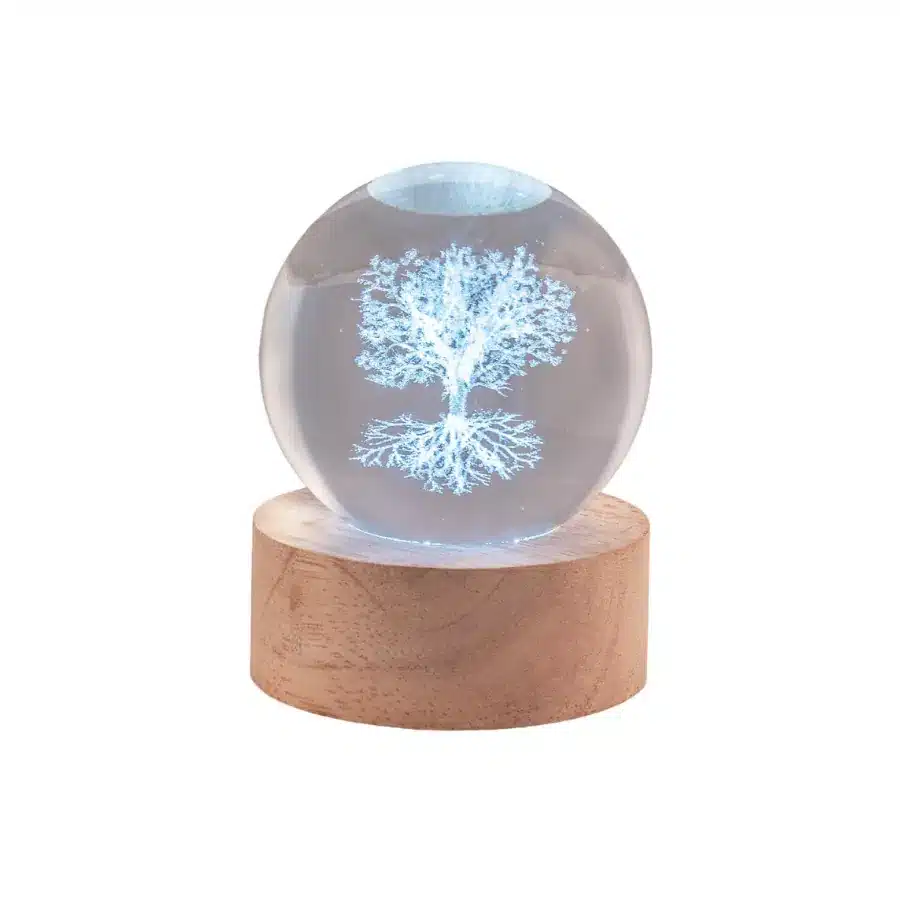 Bagutta sfera in cristallo su base con led albero della vita 2288 05