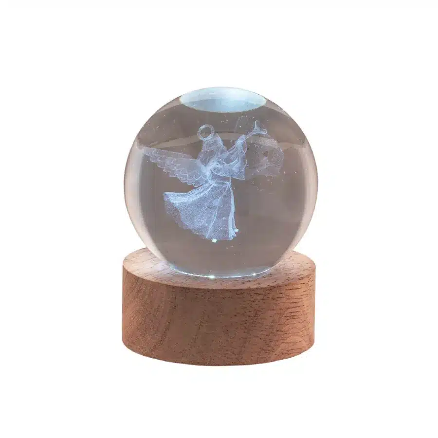 Bagutta sfera in cristallo su base con led angioletto 2288 06