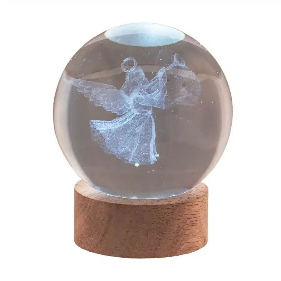 Bagutta sfera in cristallo su base con led angioletto 2289 06