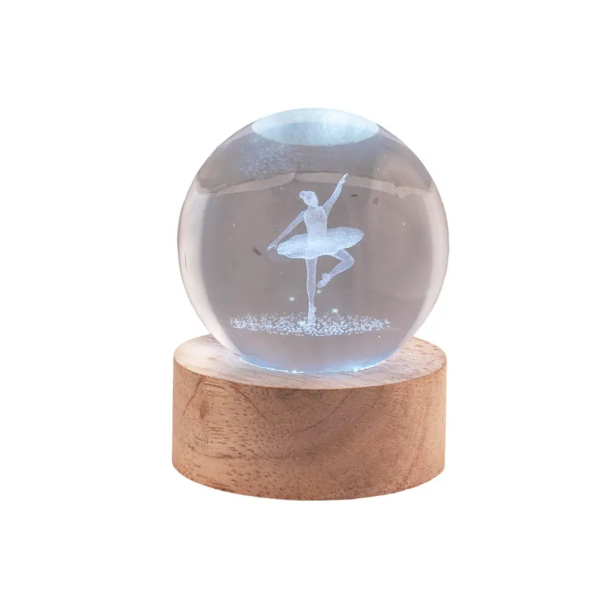 Bagutta sfera in cristallo su base con led ballerina 2288 03