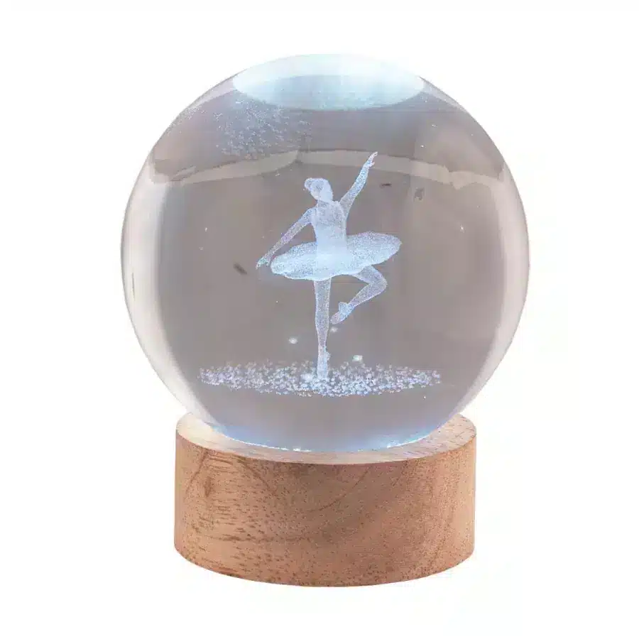 Bagutta sfera in cristallo su base con led ballerina 2289 03