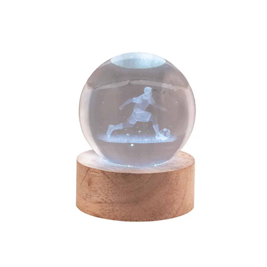 Bagutta sfera in cristallo su base con led calciatore 2288 04