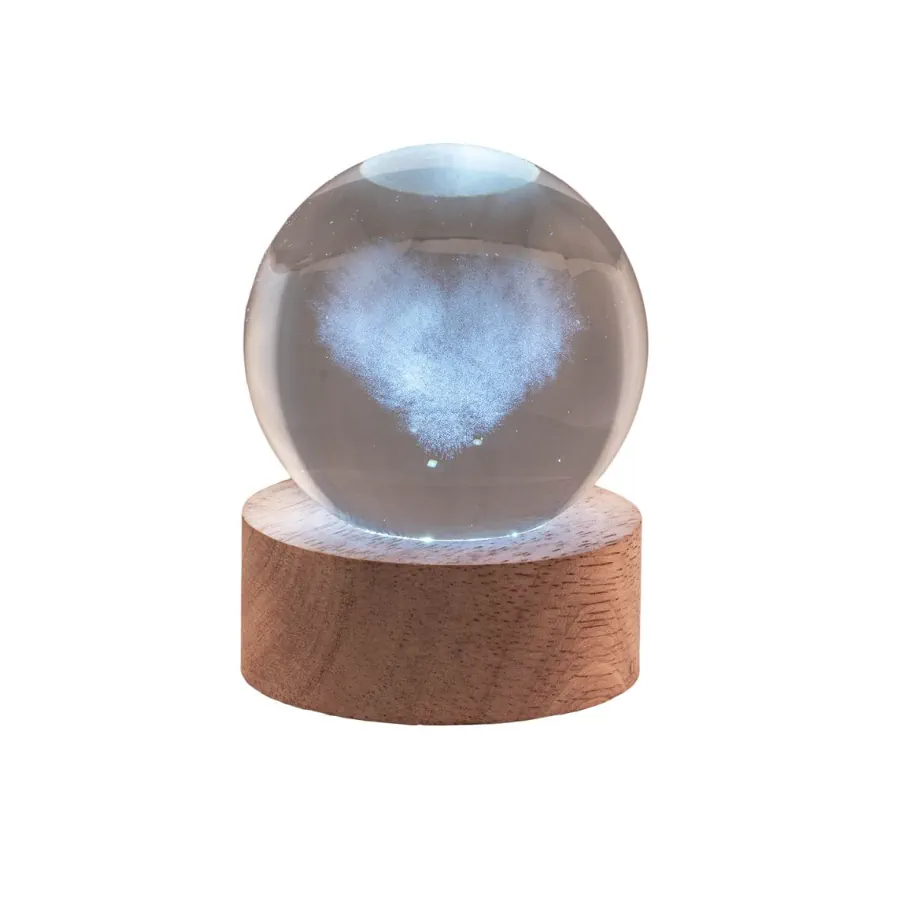 Bagutta sfera in cristallo su base con led cuore nuvola 2288 13