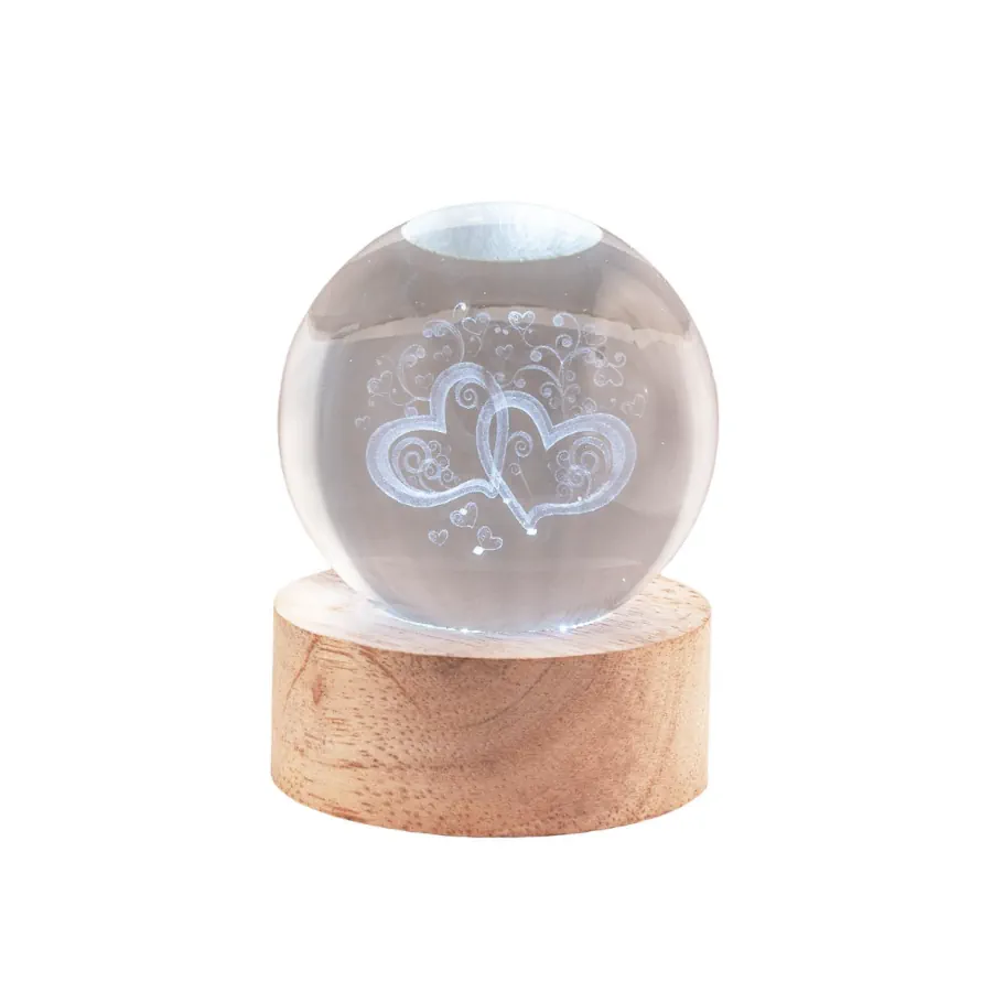 Bagutta sfera in cristallo su base con led cuori stilizzati 2288 11