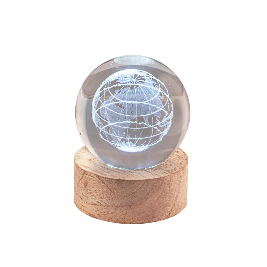 Bagutta sfera in cristallo su base con led globo terrestre 2288 01