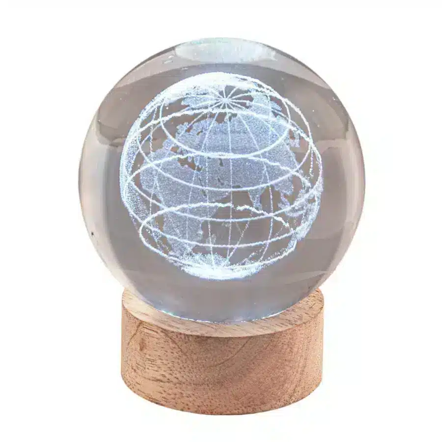 Bagutta sfera in cristallo su base con led globo terrestre 2289 01
