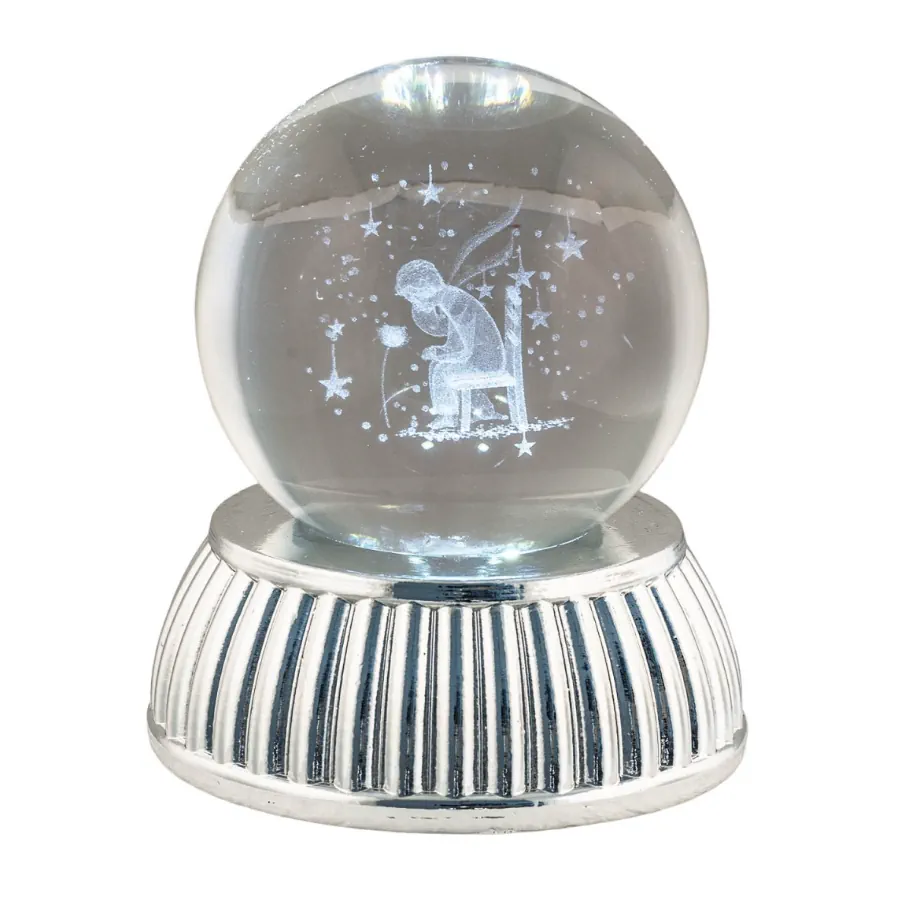 Bagutta sfera in cristallo su base con led piccolo principe 2287 10