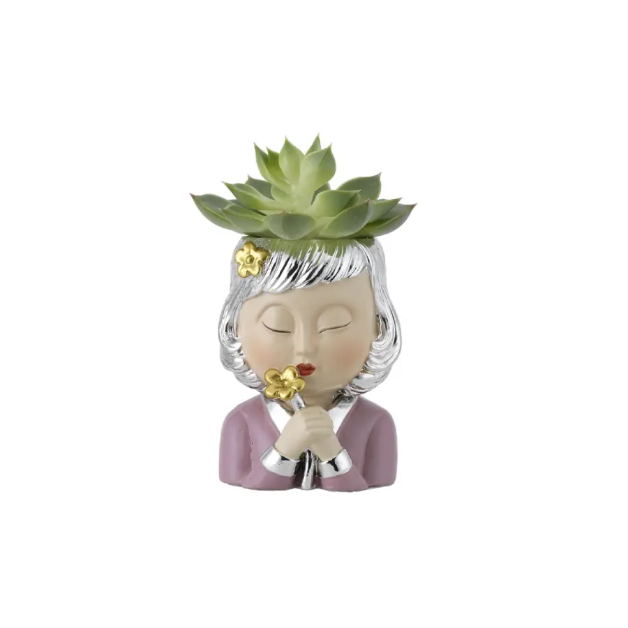 Bagutta viso di donna con fiore portavaso 2225 03 P
