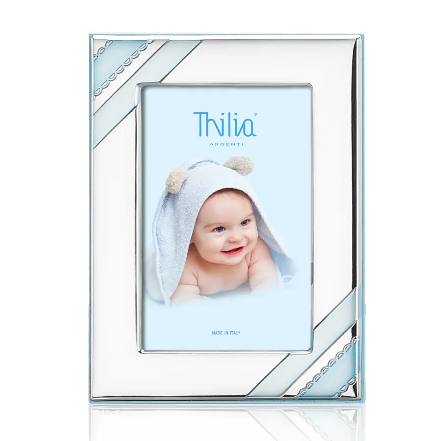 Thilia cornice argento nastro celeste 13x18 454400