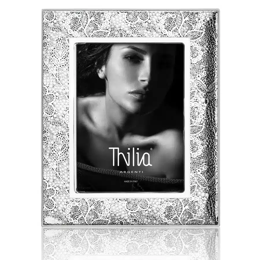 Thilia cornice laminata argento decoro floreale 18x24 454366
