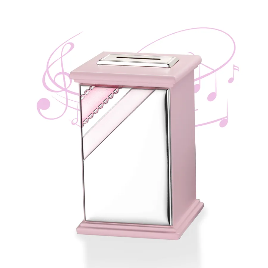 Thilia salvadanaio con carillon 8x8x12 rosa 454407