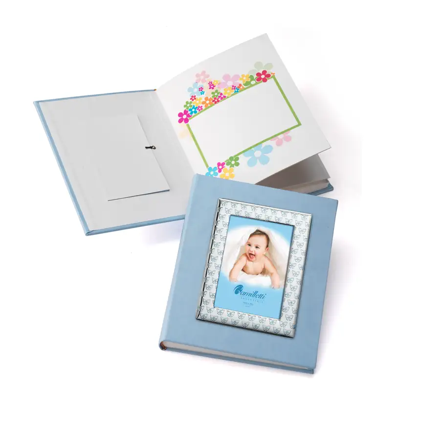 Camilletti album 20x25 con cornice fiocchetti celesti 186046
