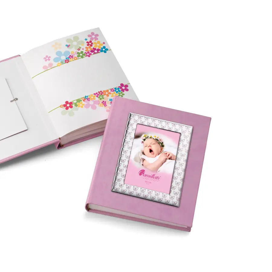 Camilletti album 20x25 con cornice fiocchetti rosa 186047