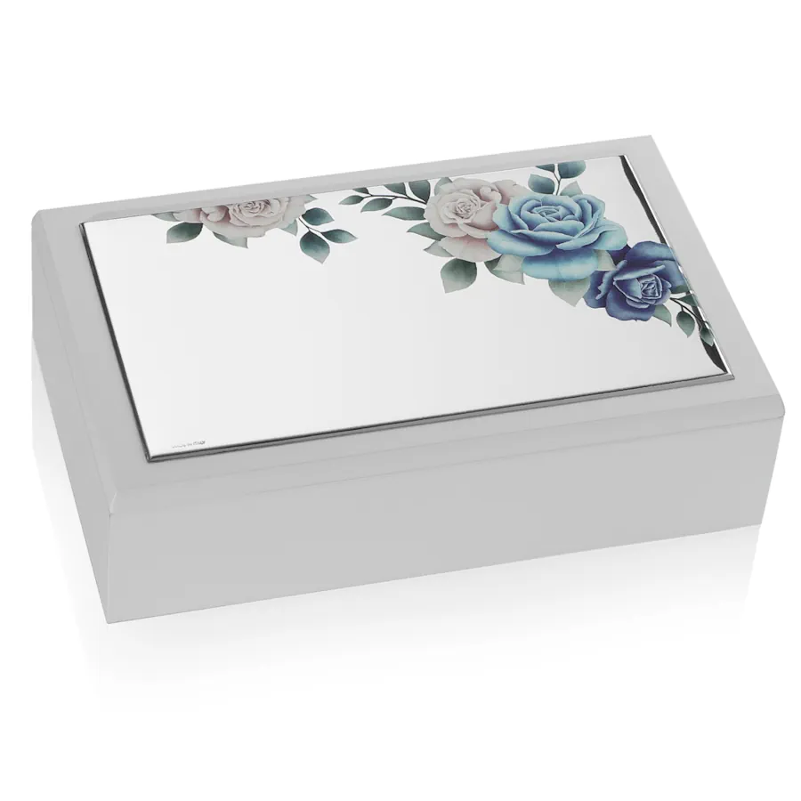 Camilletti cofanetto lamina argento decoro con rose 186110
