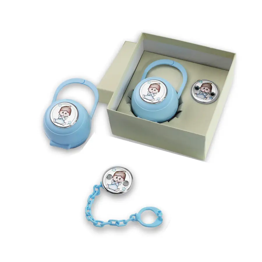 Camilletti confezione scatola+pinza per ciuccio celeste 186206
