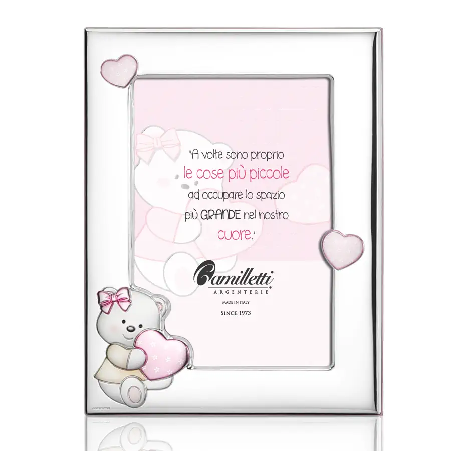 Camilletti cornice con orsetto con cuore rosa 10x15 186068