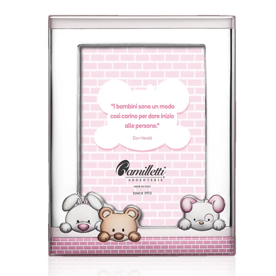 Camilletti cornice muro con cagnolini 13x18 rosa 186147