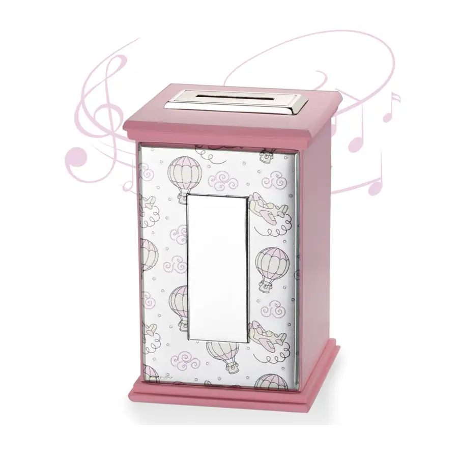 Camilletti salvadanaio mongolfiere rosa con carillon 186145