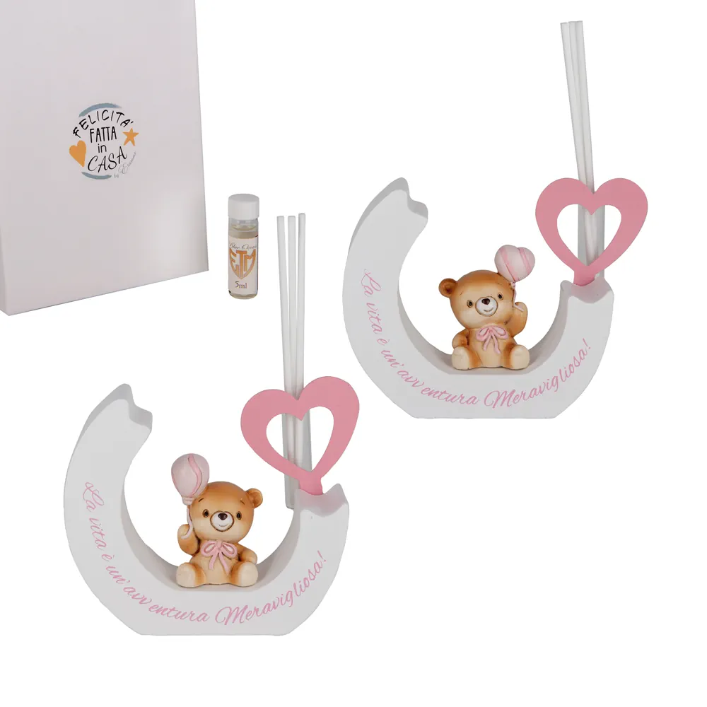 Etm orsetto con cuore rosa e diffusore cm.12 04A485