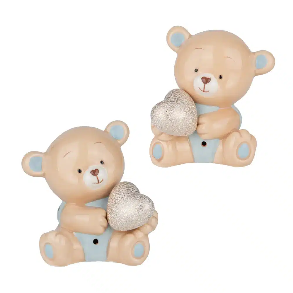 Etm orsetto led celeste con cuore h 9 03A062