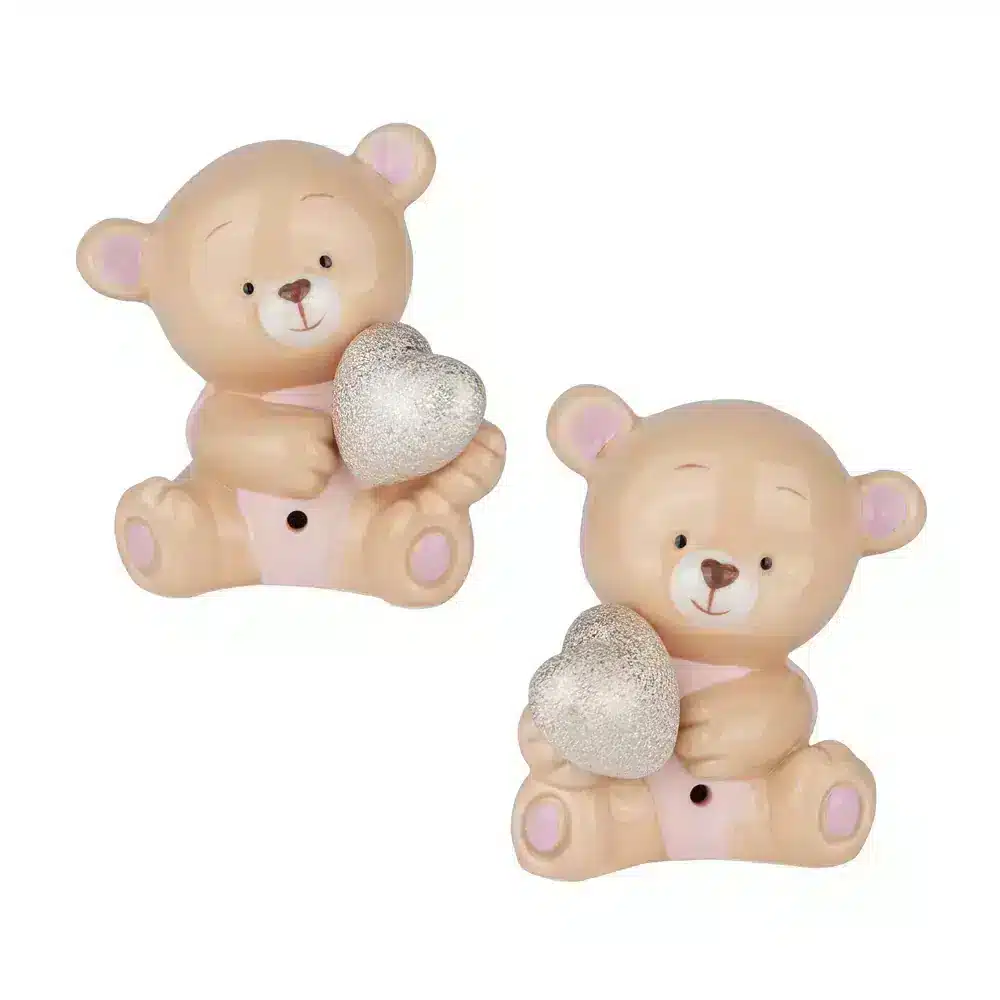 Etm orsetto led rosa con cuore h.9 03A063