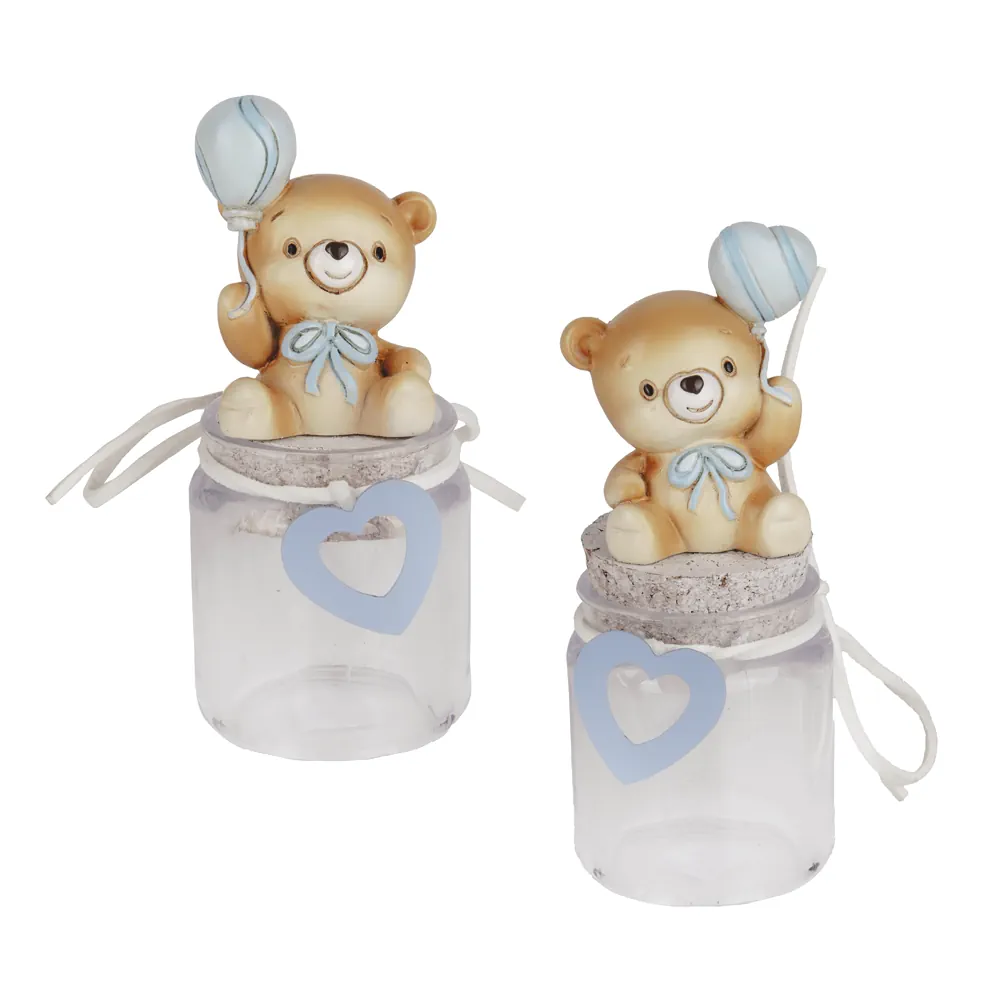 Etm orsetto su barattolo celeste h.12 04A482