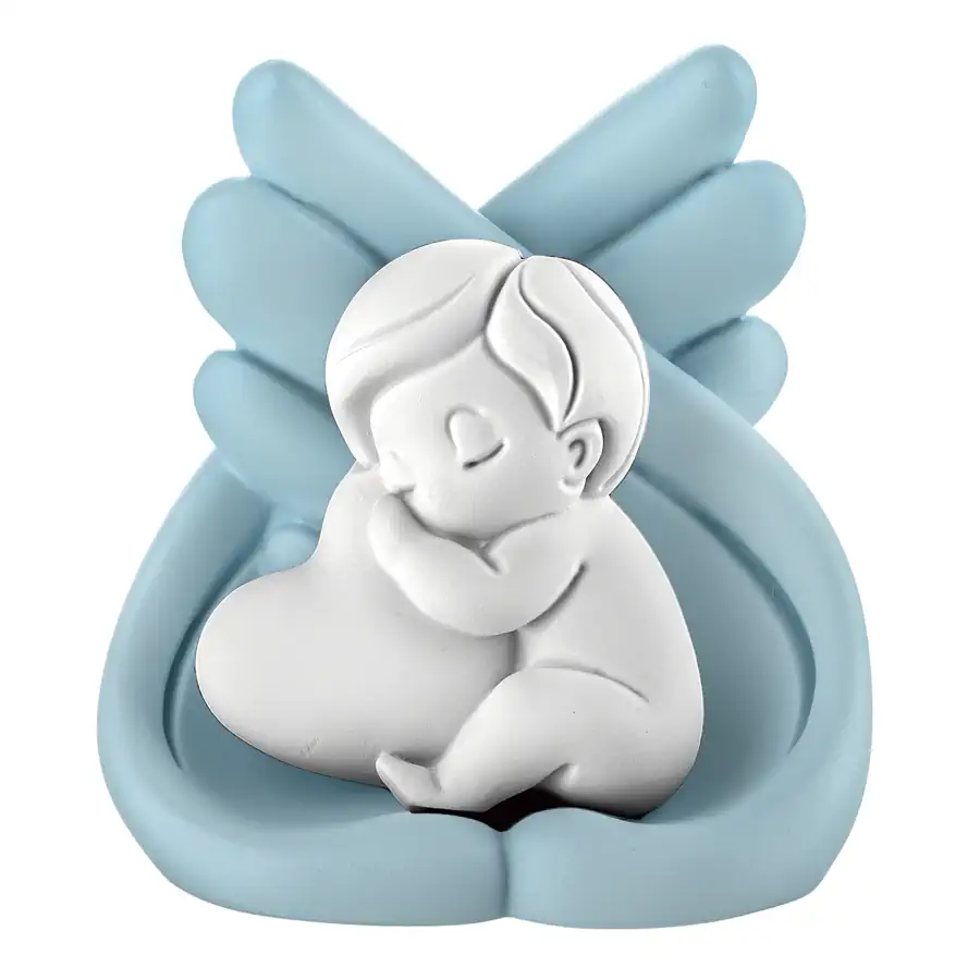 Bongelli ali con cuore e bimbo 9x10 celeste ME2742 CE