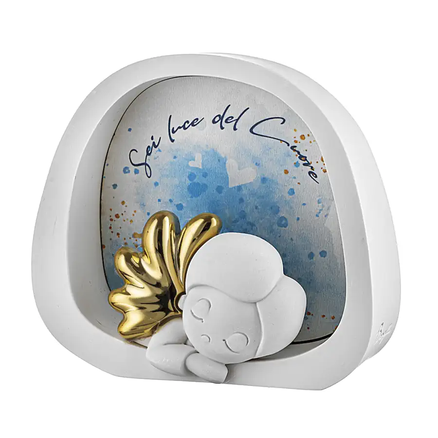 Bongelli angelo con luce scatolina 12x11 celeste ME2728 CE