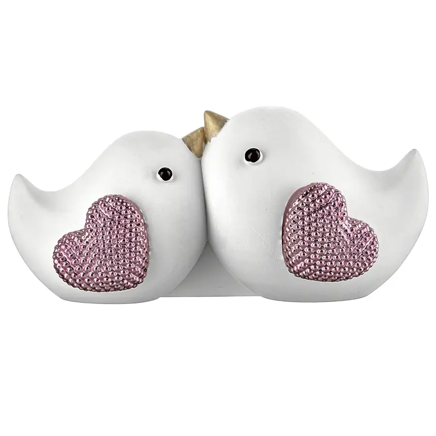 Bongelli coppia uccellini 13x6 bianco rosa ME2719 ROB