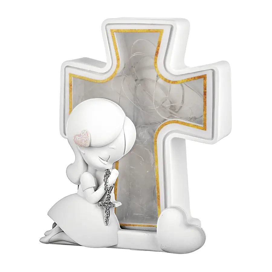 Bongelli croce comunione con luce bimba h12 bianca ME2751