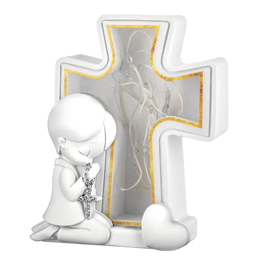 Bongelli croce comunione con luce bimbo h12 bianca ME2752