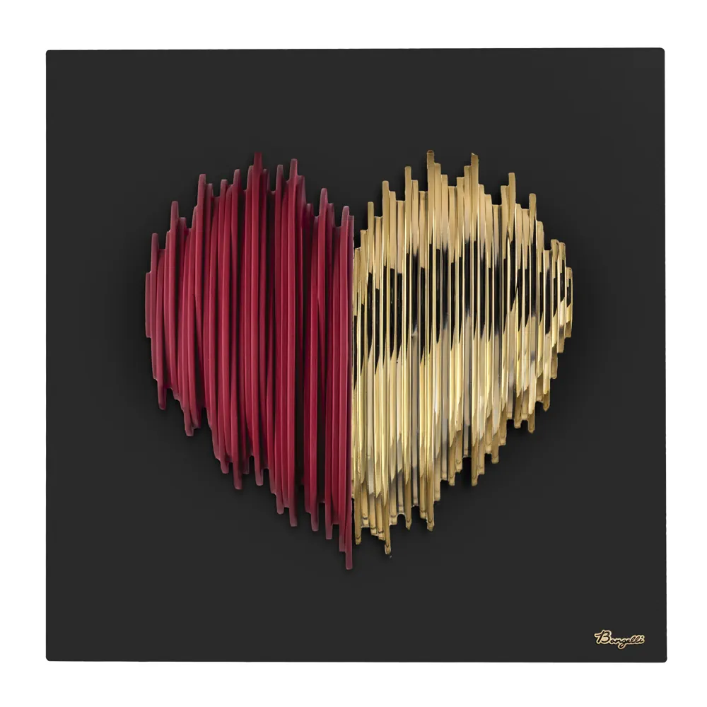 Bongelli pannello cuore stilizzato nero 50x50 rosso oro ME2692 2N RO